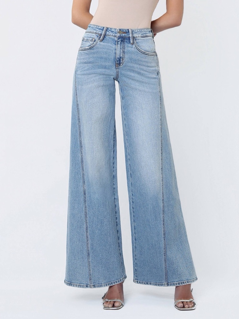 Flying Monkey Light Wash High-Rise Wide Leg Jeans